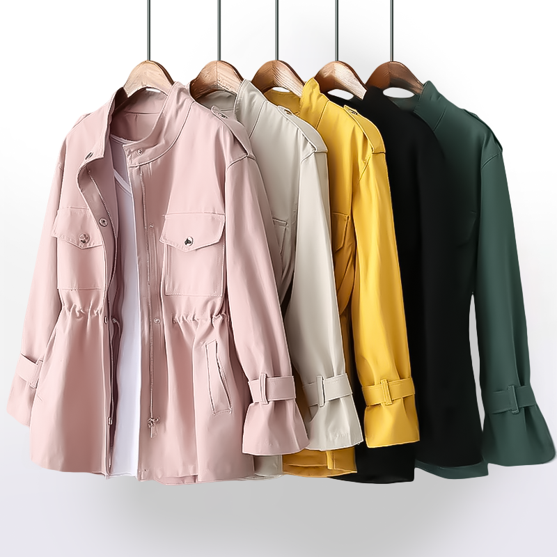 Camille | Veste Femme Utilitaire Col Officier Cordon de Serrage et Poches