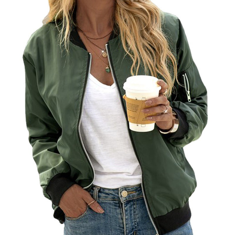 Élodie | Veste Bomber Femme Légère Col Rond à Zip et Poches