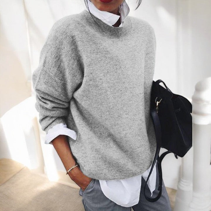 Elowen | Pull Femme en Maille Oversize Col Rond Manches Longues