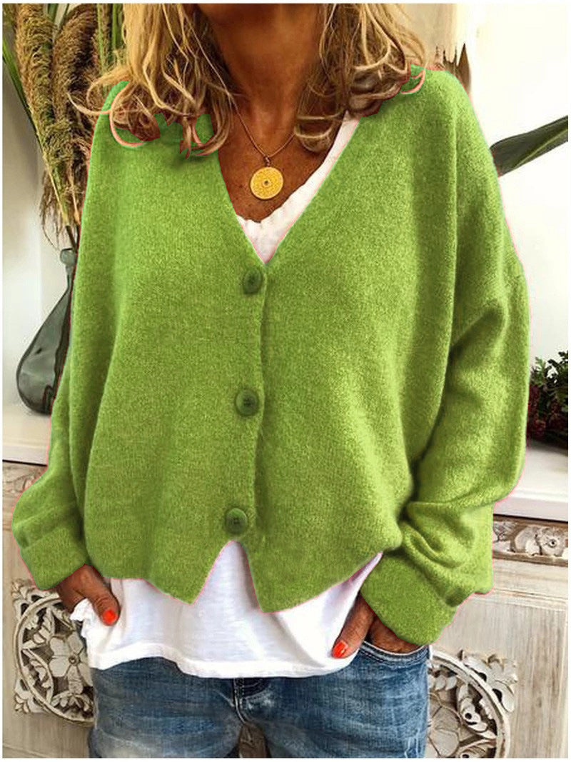 Evelyne | Cardigan Femme en Maille Oversize Col V à Boutons