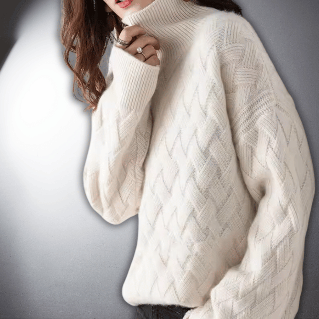 Isolde | Pull Femme en Cachemire Oversize Col Roulé Torsadé
