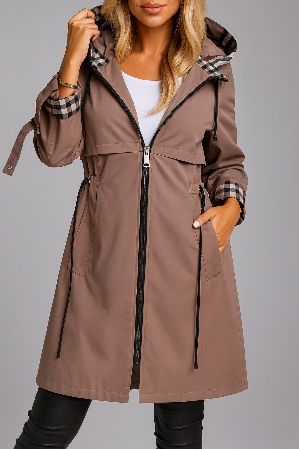 Juniper | Manteau Parka Femme à Capuche Zip et Cordon de Serrage