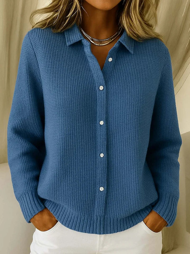 Vestra | Cardigan Femme en Maille Nid d'Abeille Col Chemise à Boutons