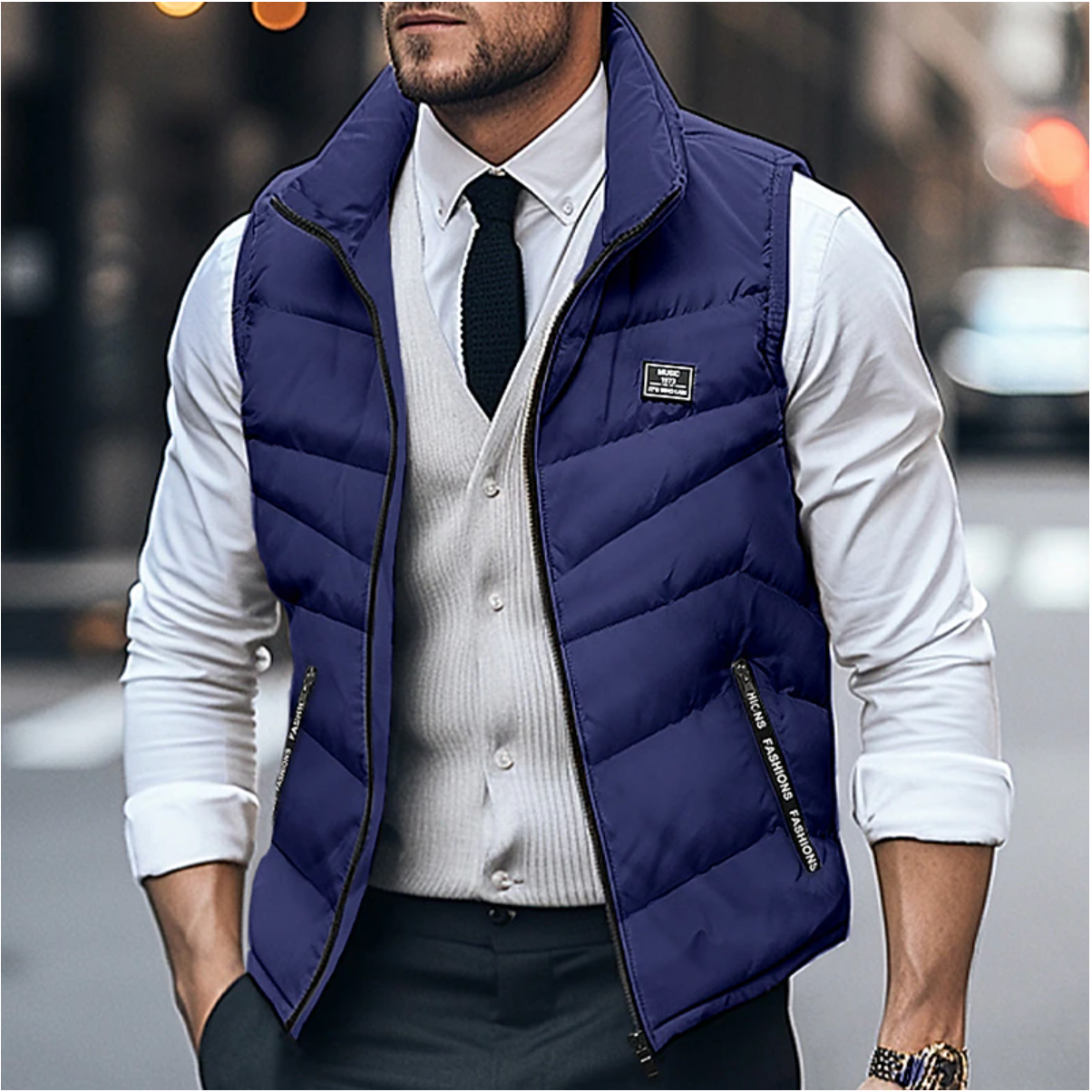 Louis | Gilet sans Manches Homme Matelassé Col Montant à Zip