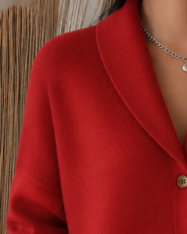 Amelie | Cardigan Femme en Maille Col Chemise à Boutons