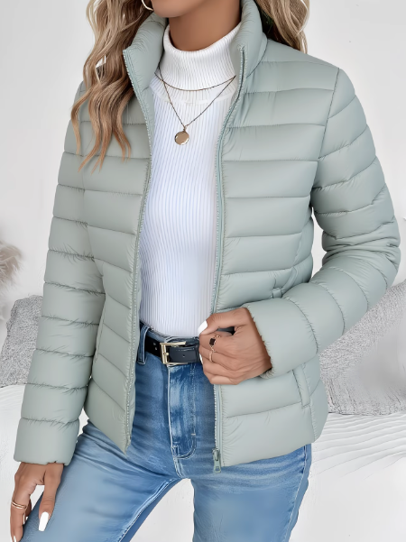Amélie | Veste Femme Matelassée Légère Col Montant à Zip et Poches