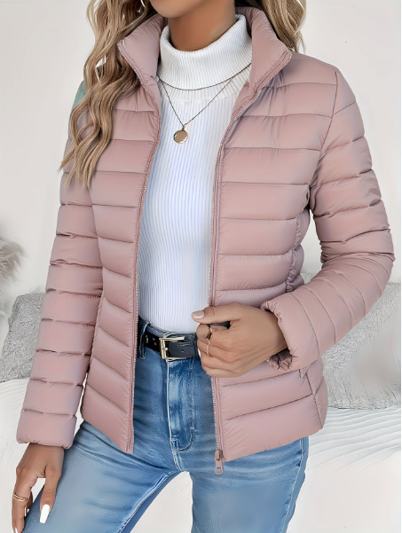 Amélie | Veste Femme Matelassée Légère Col Montant à Zip et Poches