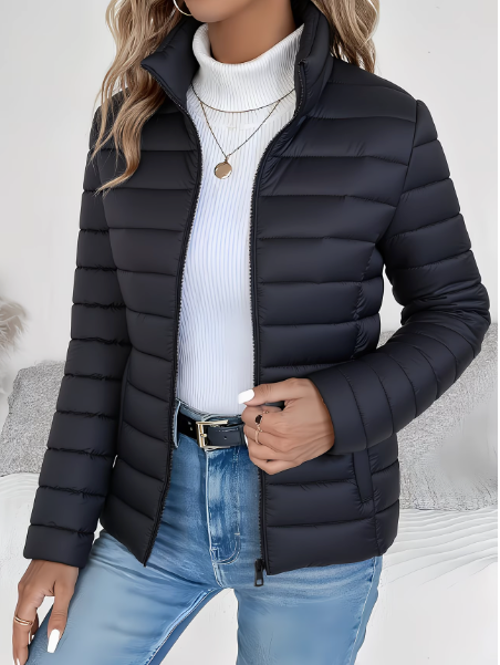 Amélie | Veste Femme Matelassée Légère Col Montant à Zip et Poches