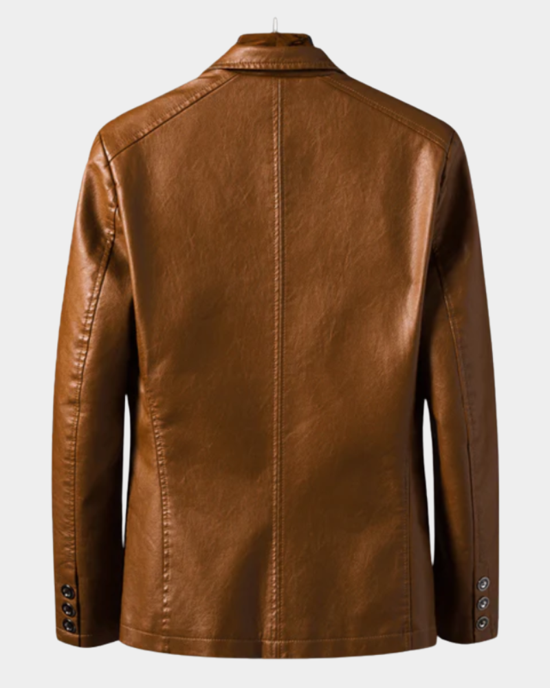 Anthone | Blazer Homme en Simili Cuir à Revers et Boutons