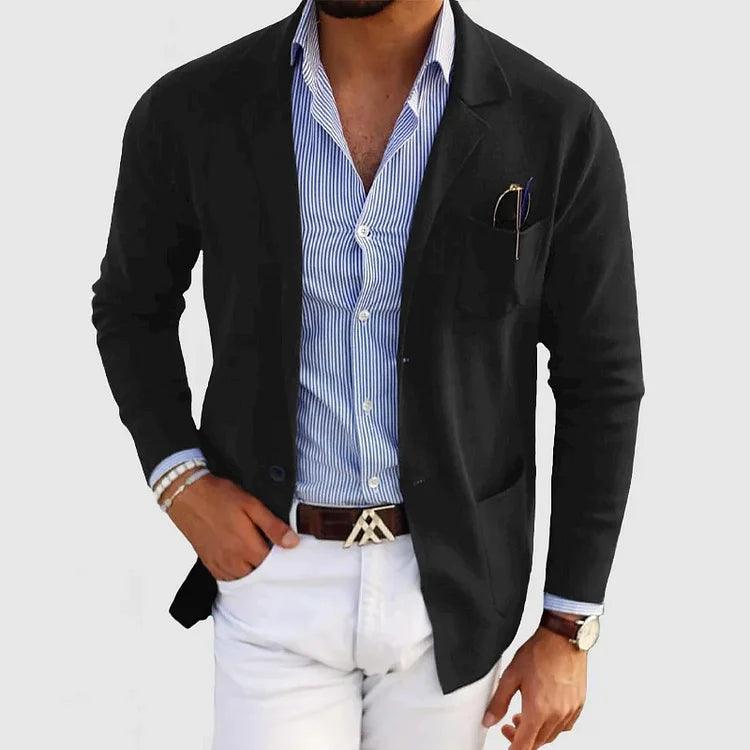 Armand | Blazer Homme en Maille à Revers Boutons et Poches Plaquées