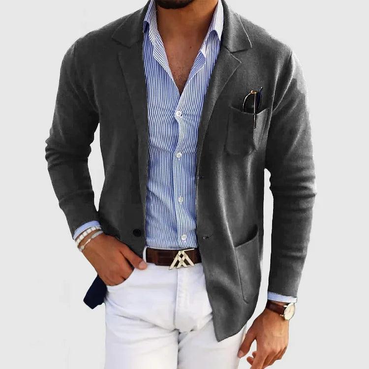 Armand | Blazer Homme en Maille à Revers Boutons et Poches Plaquées