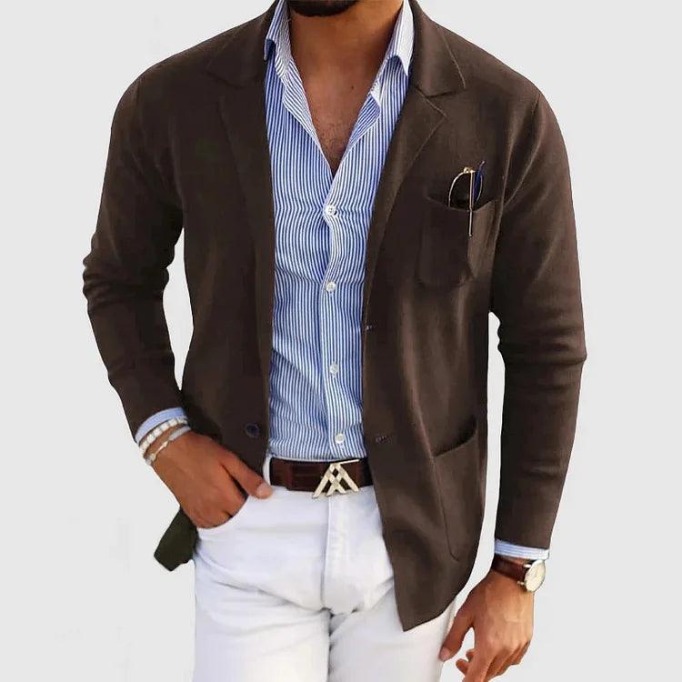 Armand | Blazer Homme en Maille à Revers Boutons et Poches Plaquées