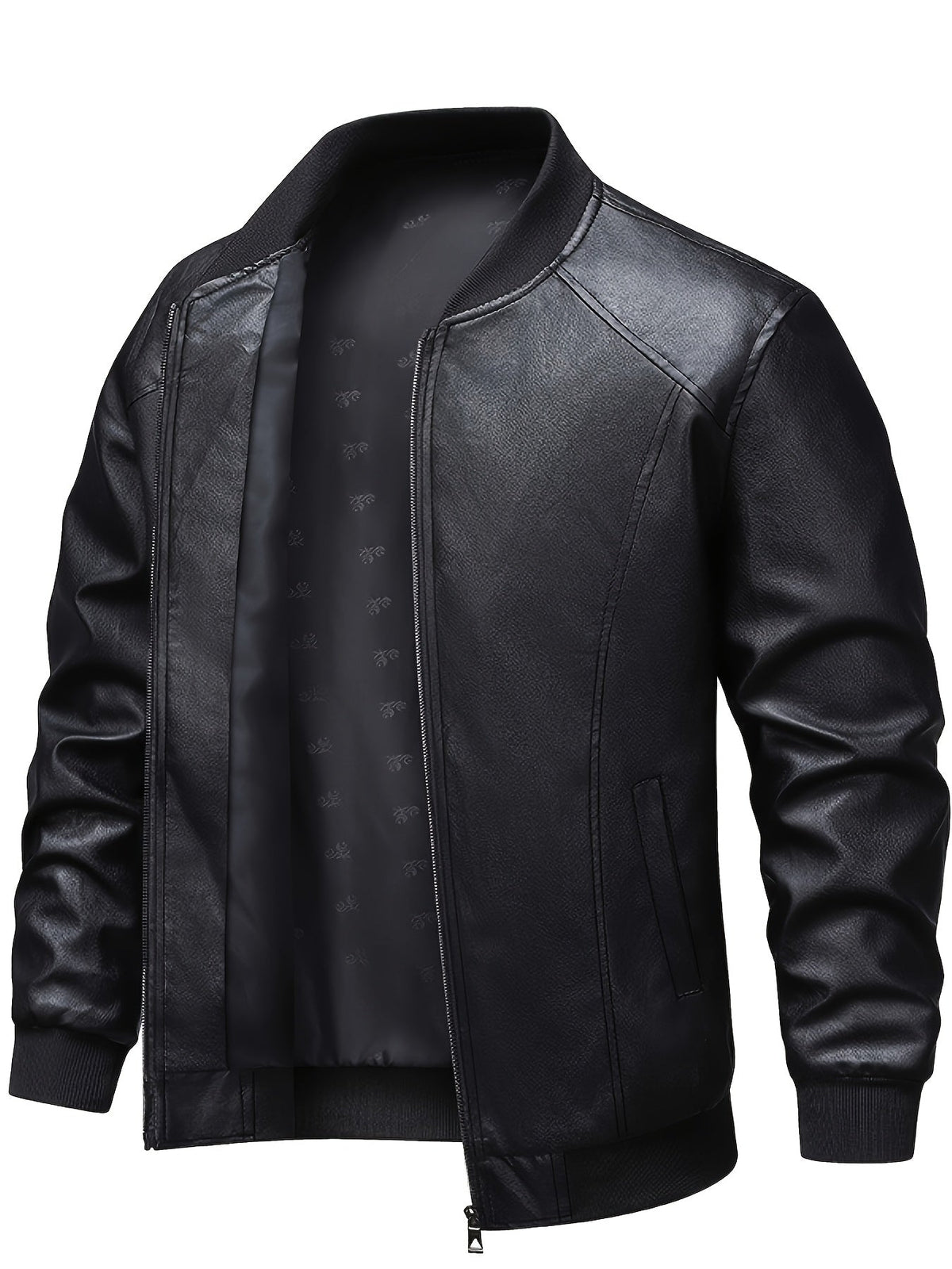 Dalton | Veste Bomber Homme en Simili Cuir Col Rond à Zip et Poches