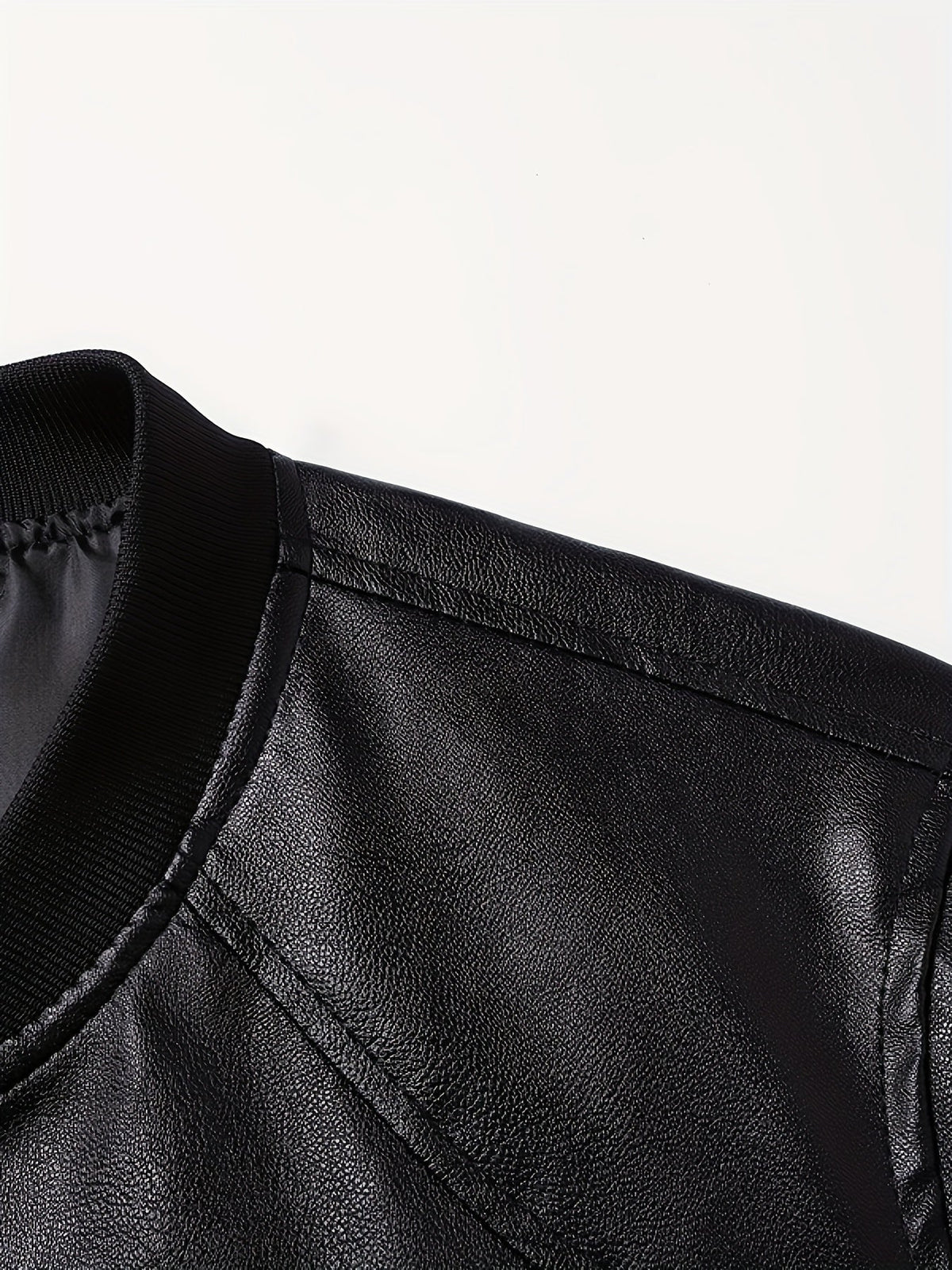 Dalton | Veste Bomber Homme en Simili Cuir Col Rond à Zip et Poches