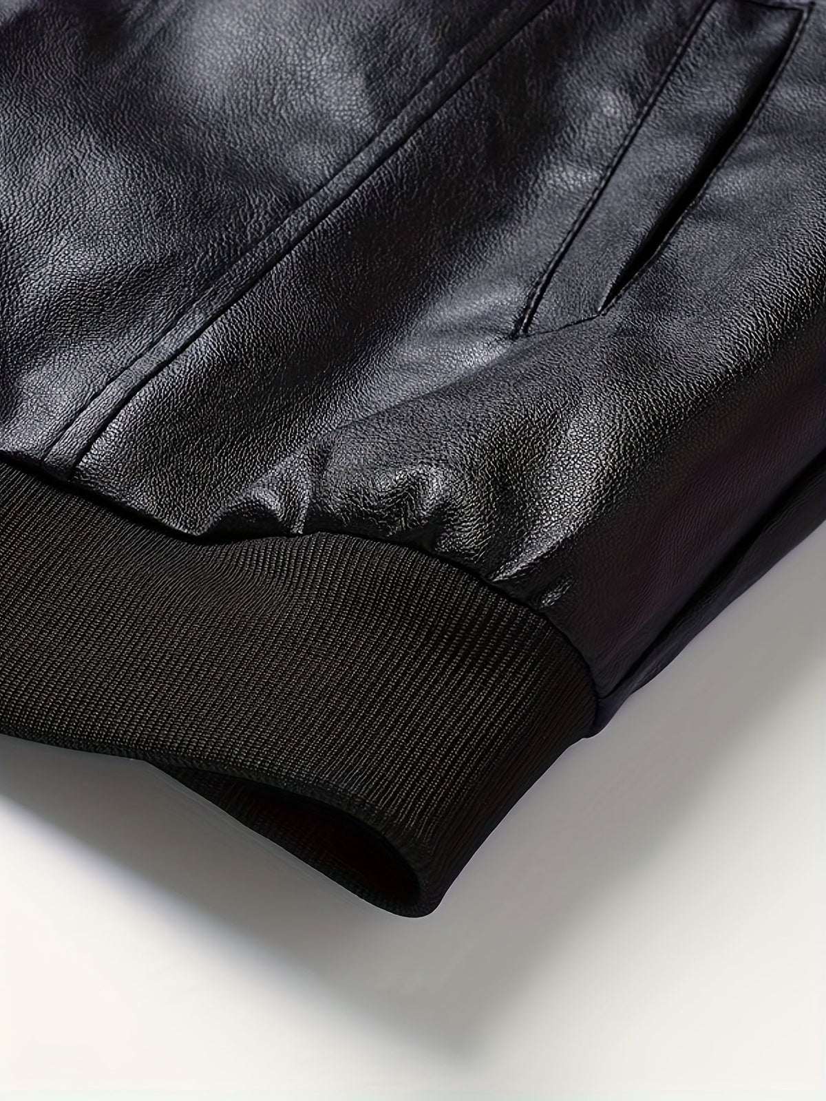 Dalton | Veste Bomber Homme en Simili Cuir Col Rond à Zip et Poches
