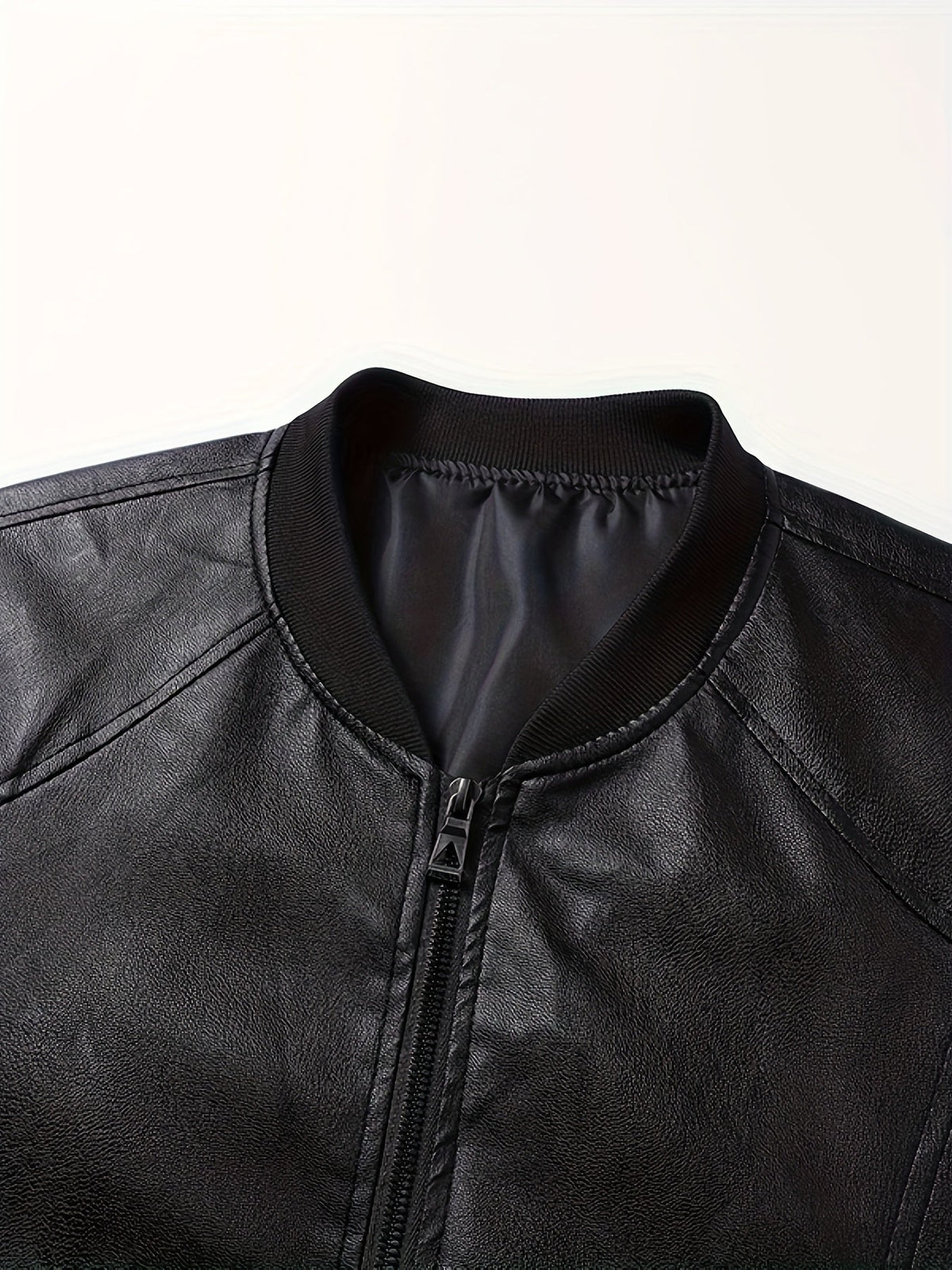 Dalton | Veste Bomber Homme en Simili Cuir Col Rond à Zip et Poches
