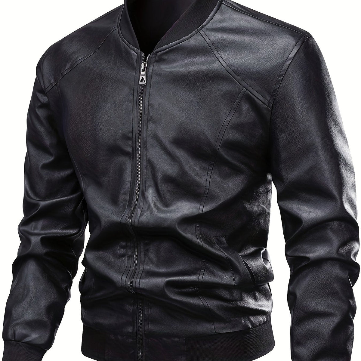 Dalton | Veste Bomber Homme en Simili Cuir Col Rond à Zip et Poches