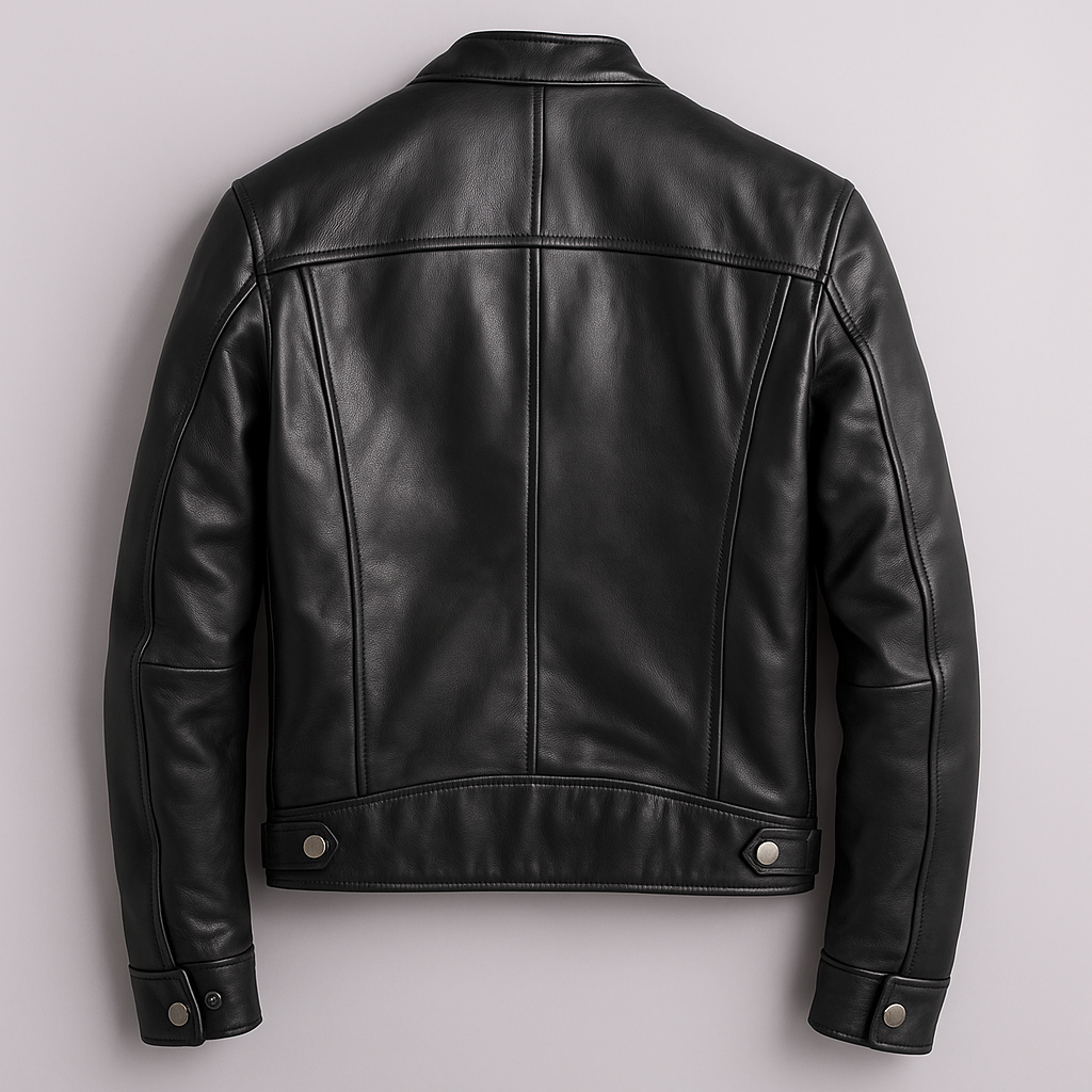 Dorian | Veste Homme en Cuir Vintage Col Officier à Zip et Poches