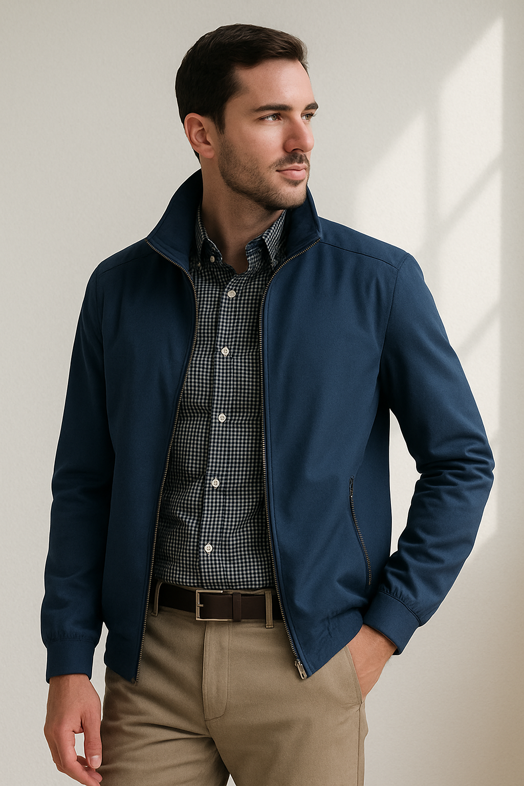 Elian | Veste Homme en Coton Légère Col Montant à Zip et Poches