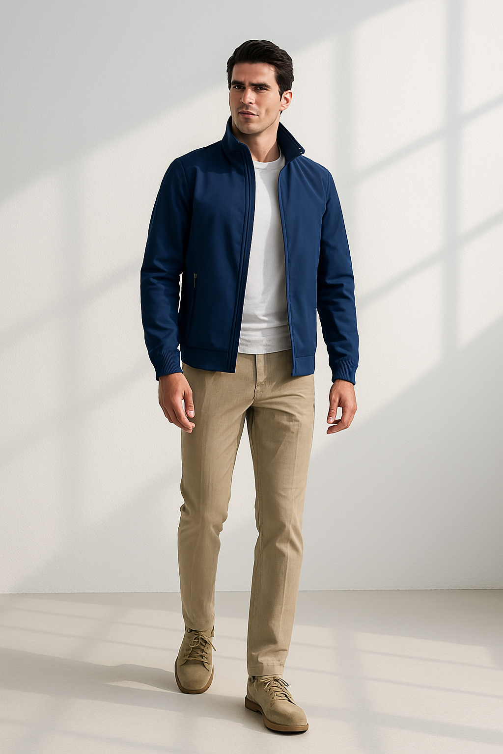 Elian | Veste Homme en Coton Légère Col Montant à Zip et Poches