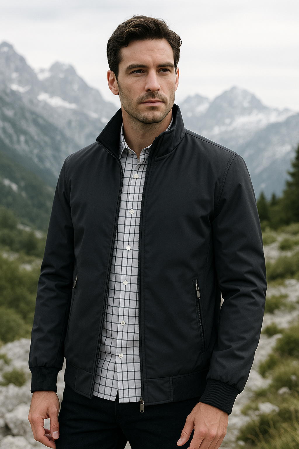 Elian | Veste Homme en Coton Légère Col Montant à Zip et Poches