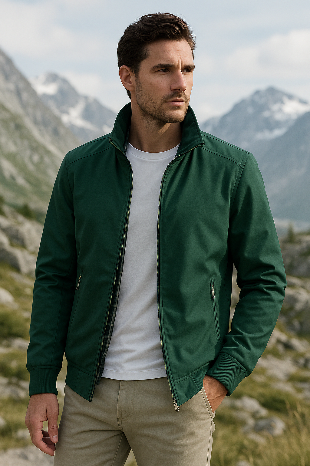 Elian | Veste Homme en Coton Légère Col Montant à Zip et Poches
