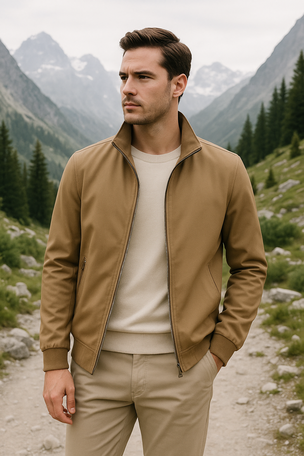 Elian | Veste Homme en Coton Légère Col Montant à Zip et Poches