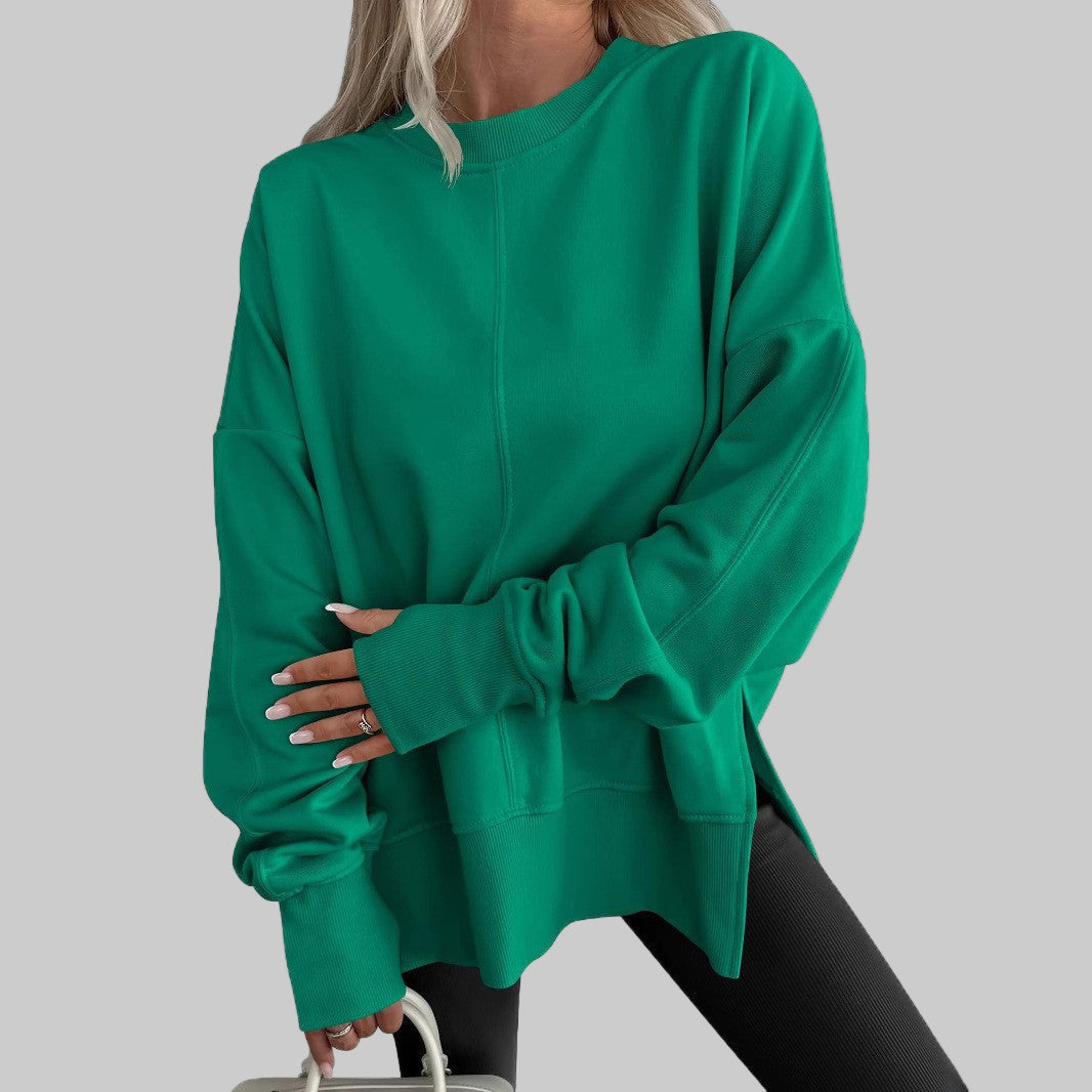 Luna | Sweat Femme Oversize Col Rond avec Fente Latérale