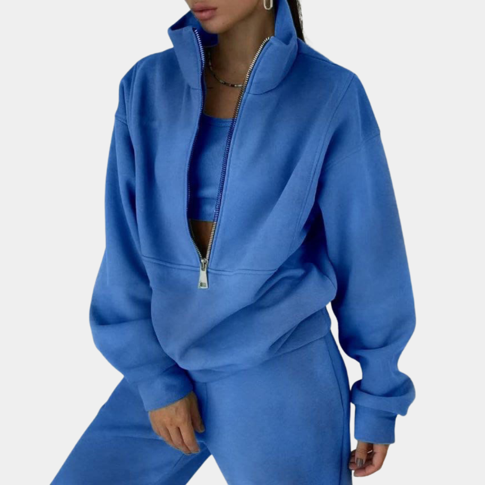 Niki | Ensemble Femme Oversize Sweat Demi-Zip Col Montant et Jogging