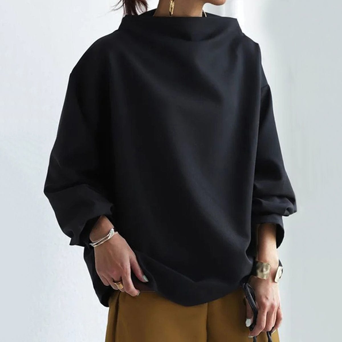 Noémie | Pull Femme Oversize Col Montant Manches Chauve-Souris