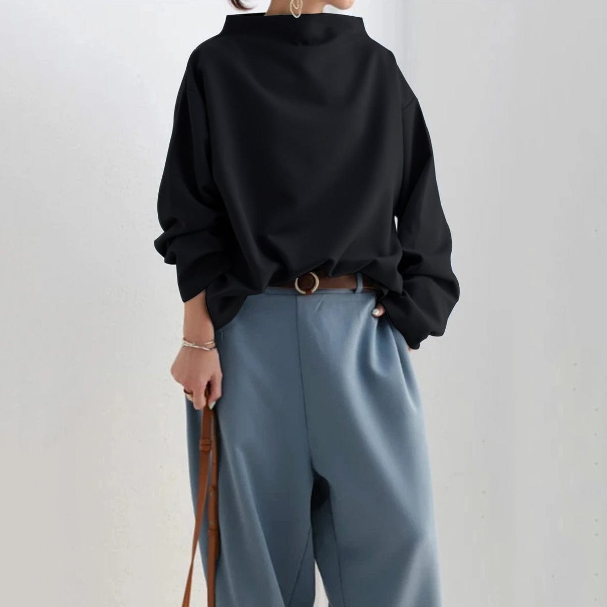 Noémie | Pull Femme Oversize Col Montant Manches Chauve-Souris