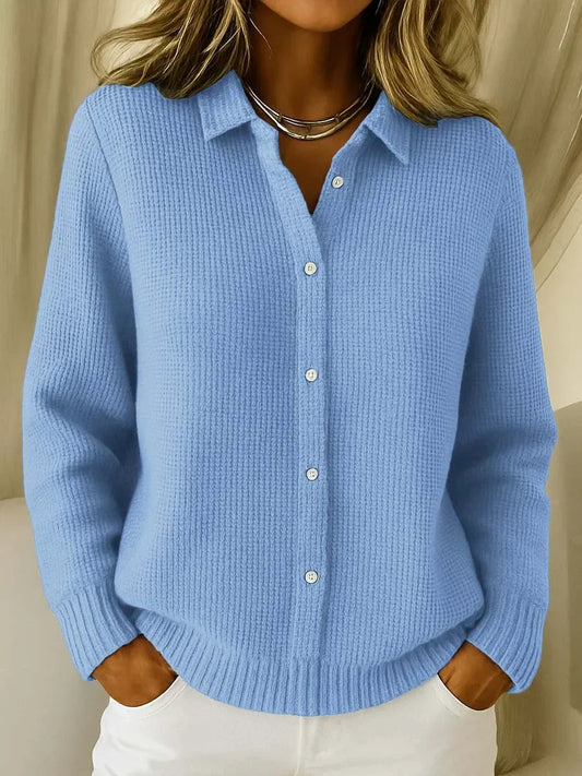 Vestra | Cardigan Femme en Maille Nid d'Abeille Col Chemise à Boutons