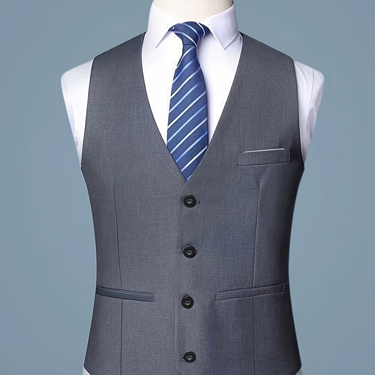 Victor | Gilet de Costume Homme Coupe Slim Col V à Boutons et Poches